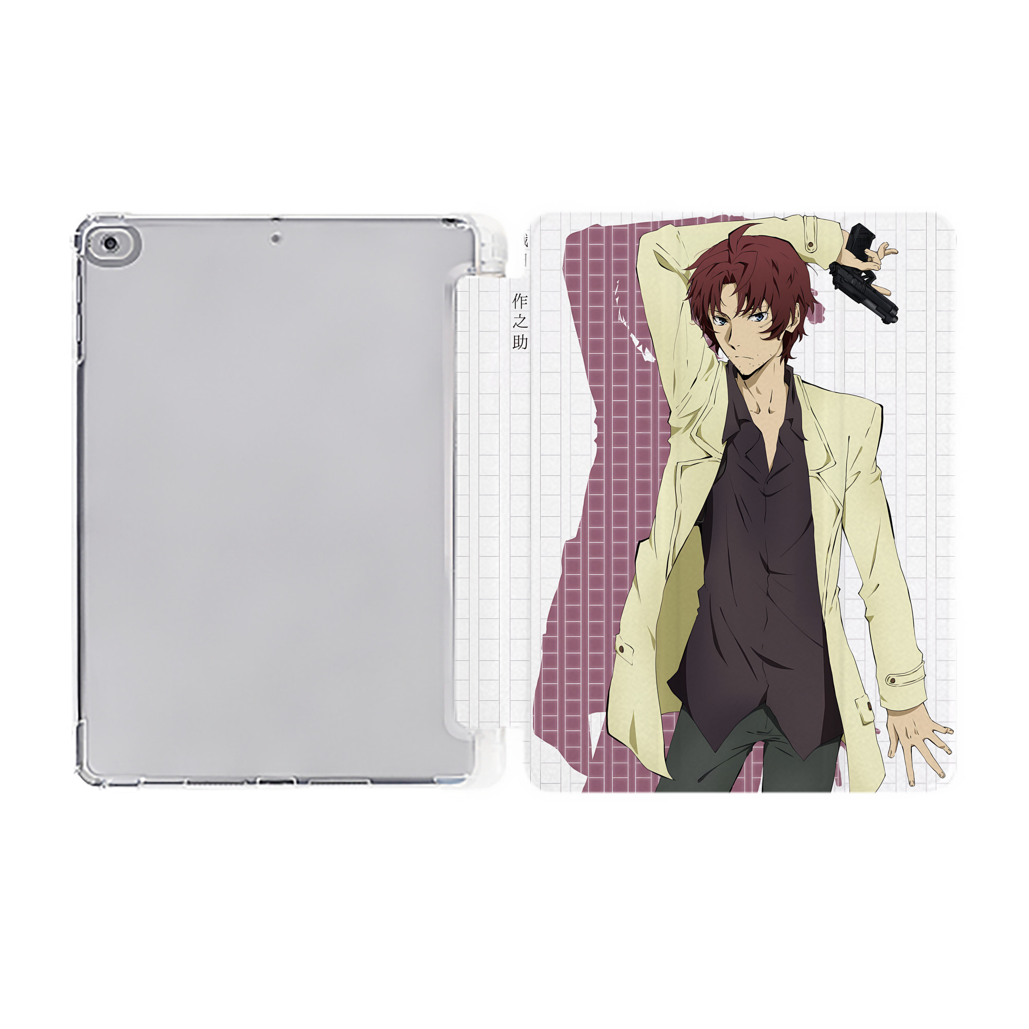 （画像用） 文豪ストレイドッグス Bungo Stray Dogs IPad ケース ペン収納付き 三つ折りスタンド PUレザー×シリコン 対応機種9.5/10.5/10.9インチ